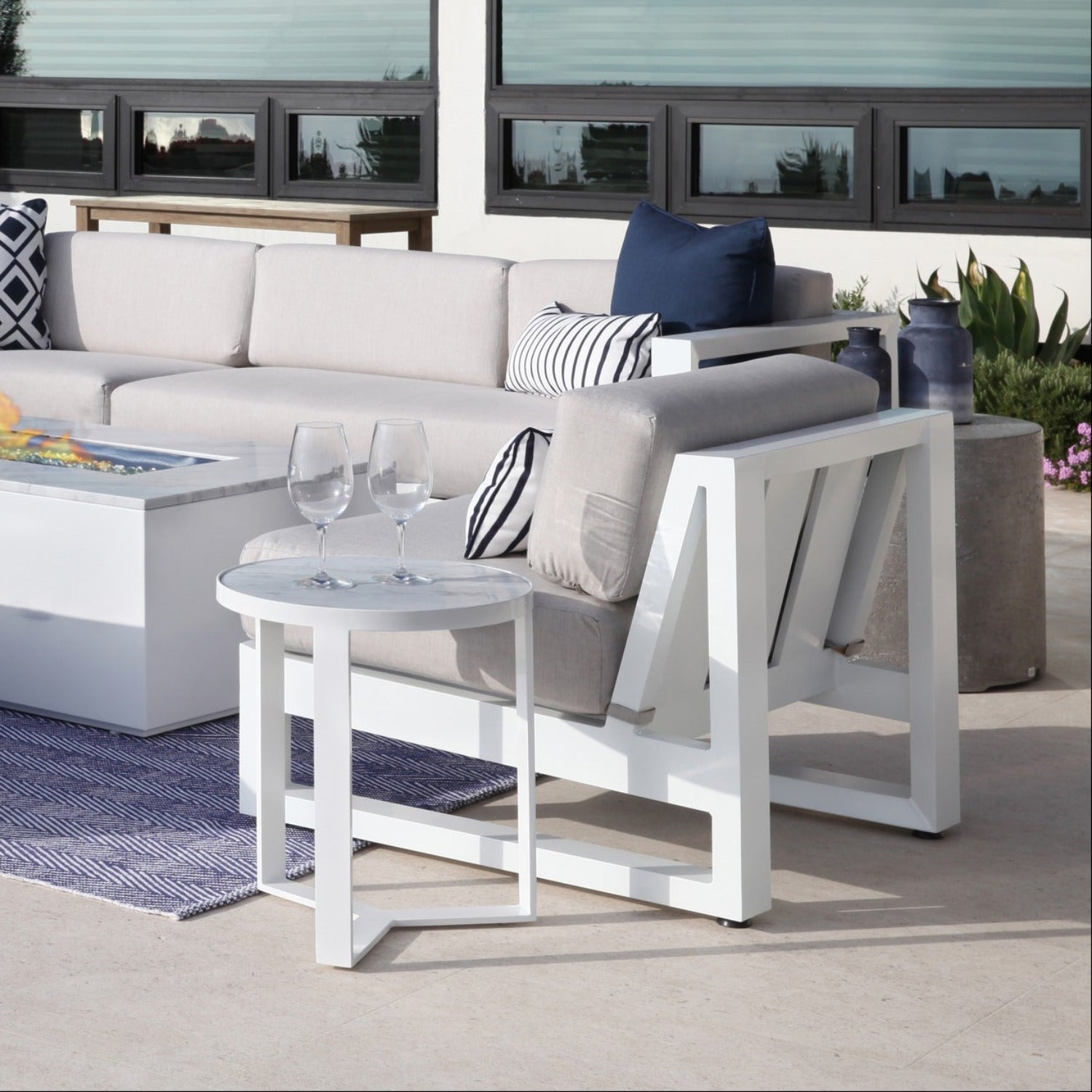 Sunset West Newport Cast Silver Outdoor Armless Club Chair