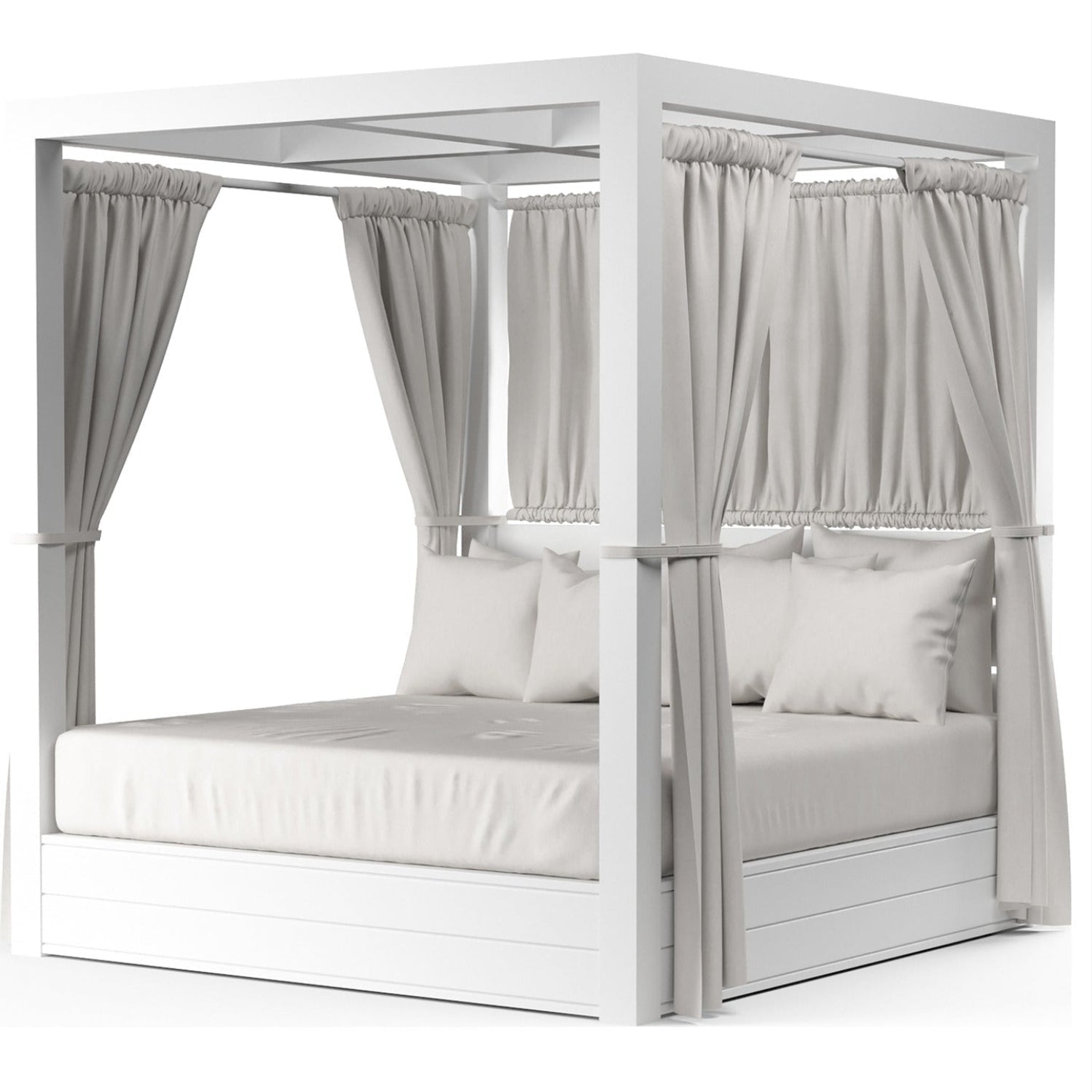 Sunset West Newport Cast Silver Resort King Outdoor Daybed, powder-coated aluminum daybed, front view