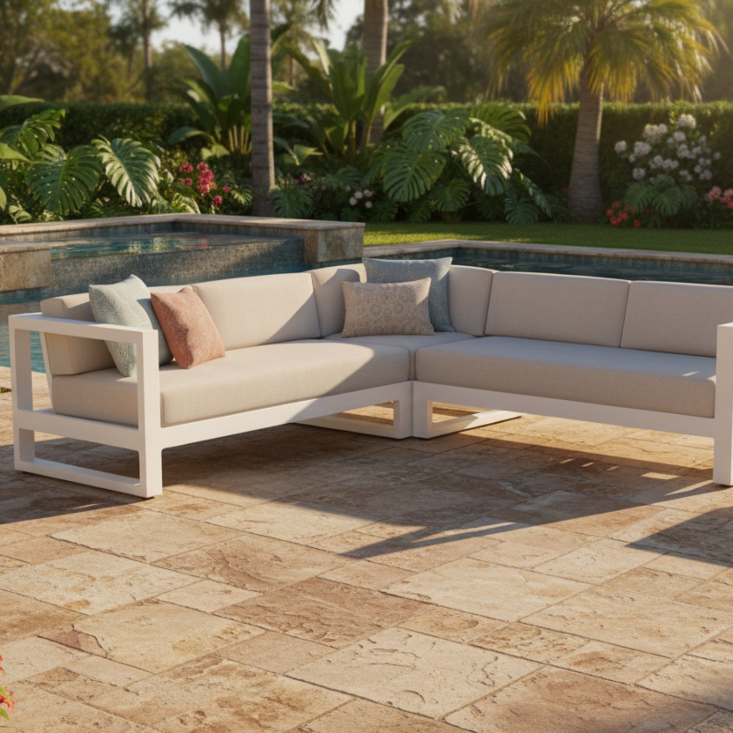 Sunset West Newport Canvas Natural Outdoor Sectional