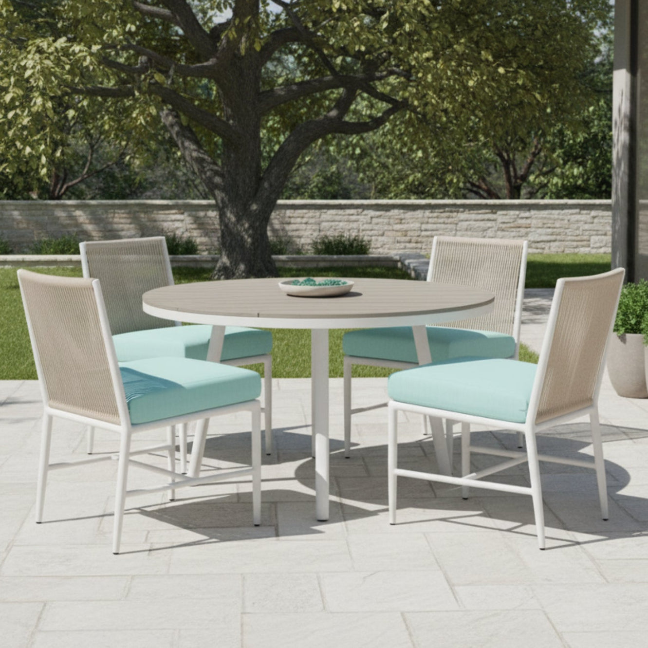 Sunset West Sabbia Dupione Celeste Outdoor Armless Dining Chair Set of 2