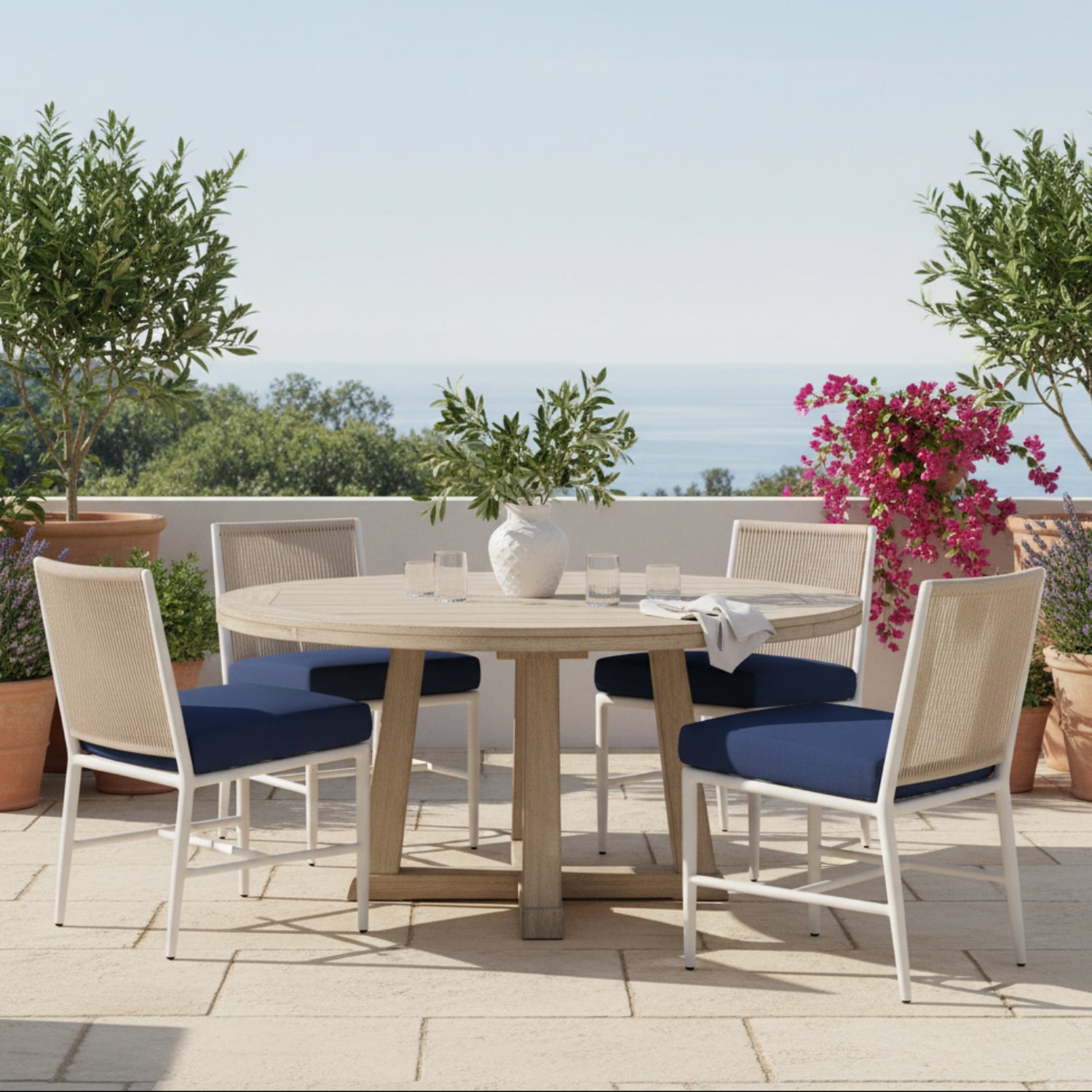 Sunset West Sabbia Echo Midnight Outdoor Armless Dining Chair Set of 2