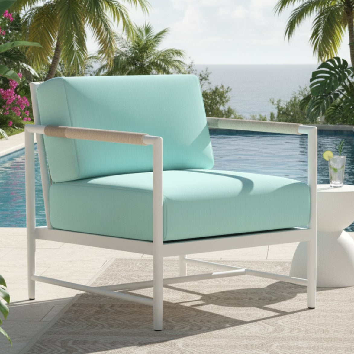 Sunset West Sabbia Dupione Celeste Outdoor Club Chair