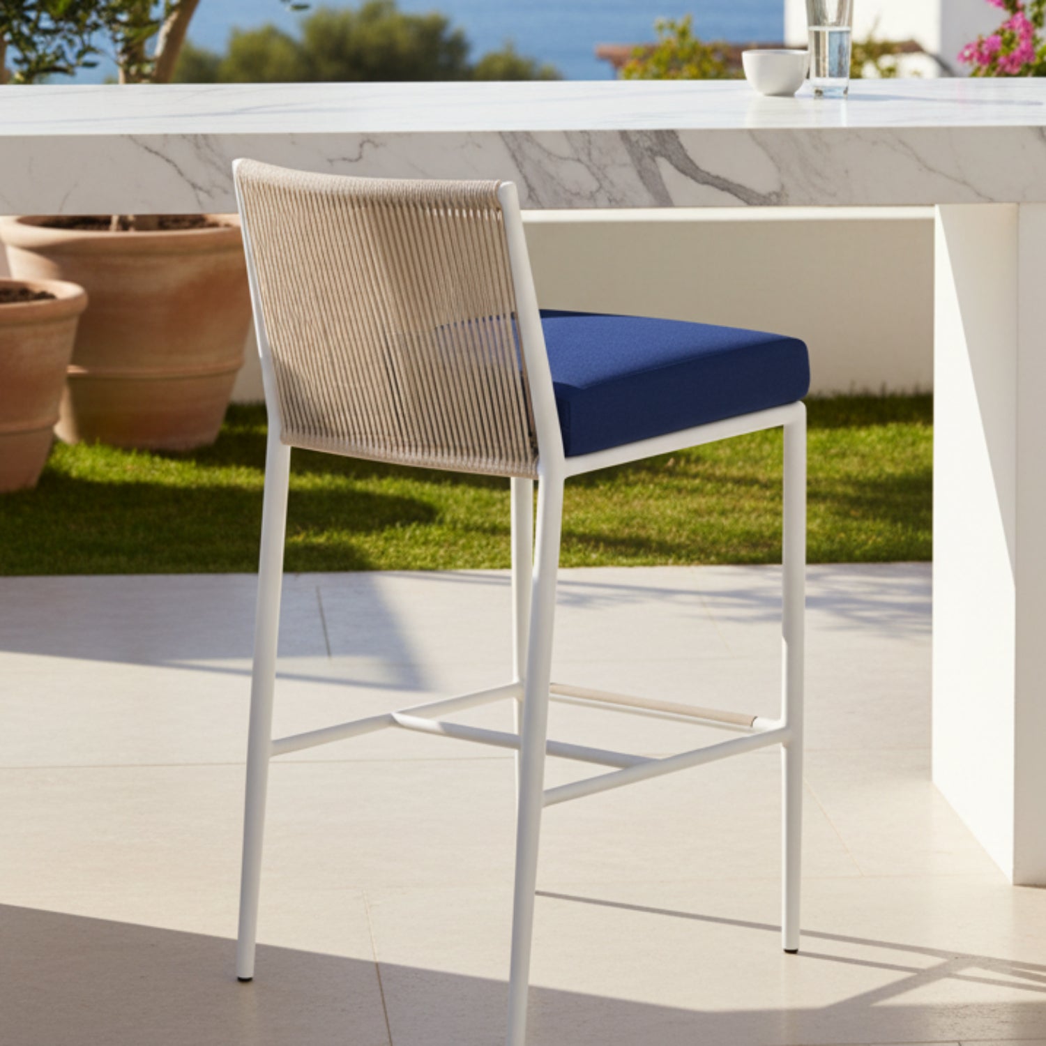 Sunset West Sabbia Echo Midnight Outdoor Barstool Set of 2
