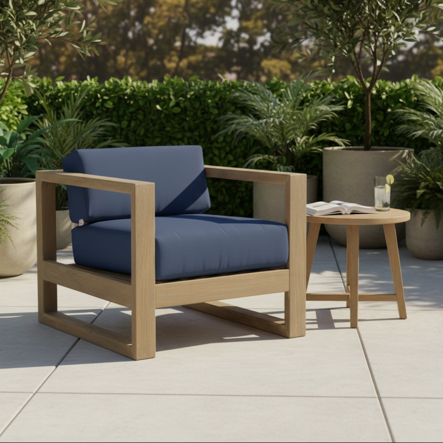 Sunset West Coastal Teak Spectrum IndigoOutdoor Club Chair