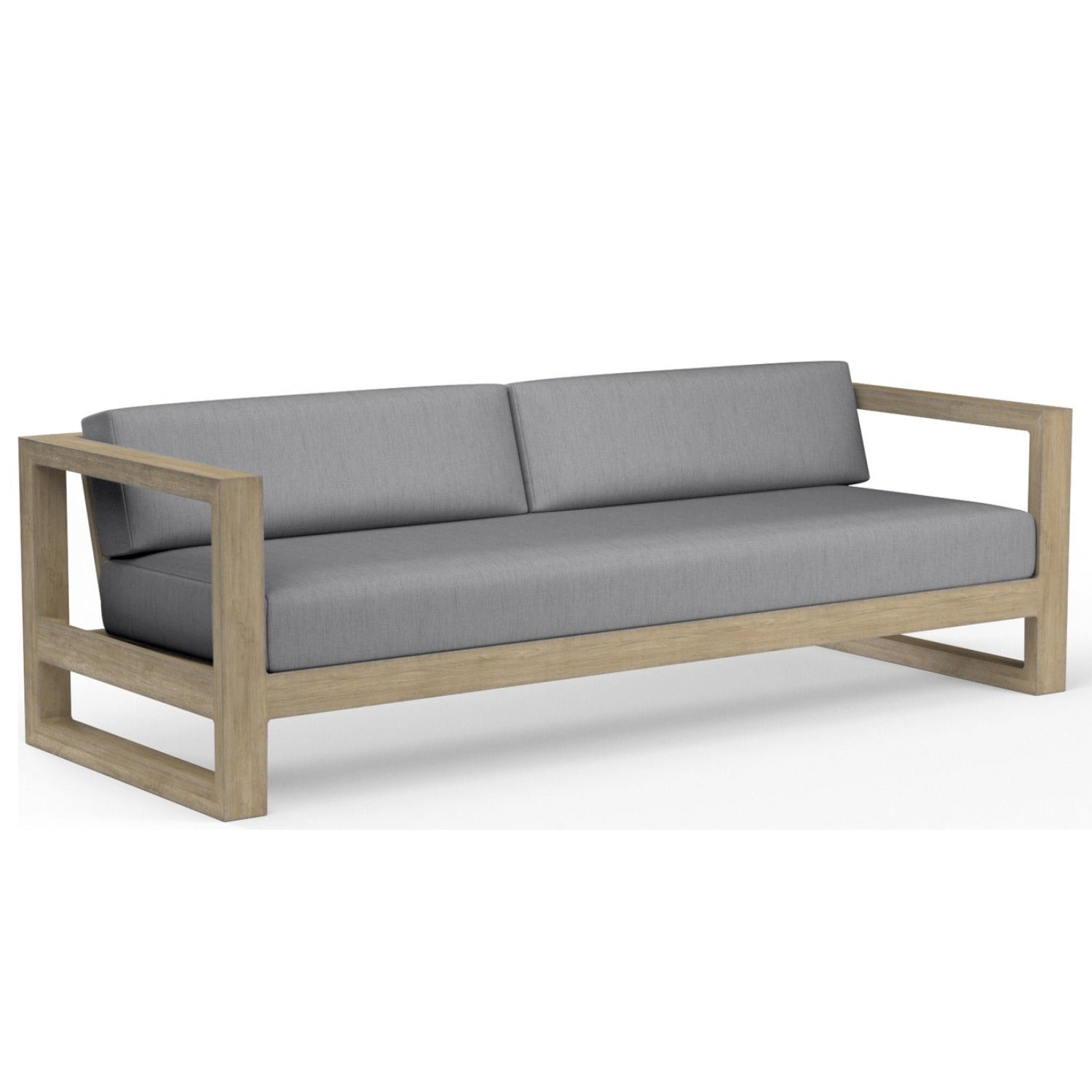 Sunset West Coastal Teak Canvas Granite Outdoor Sofa