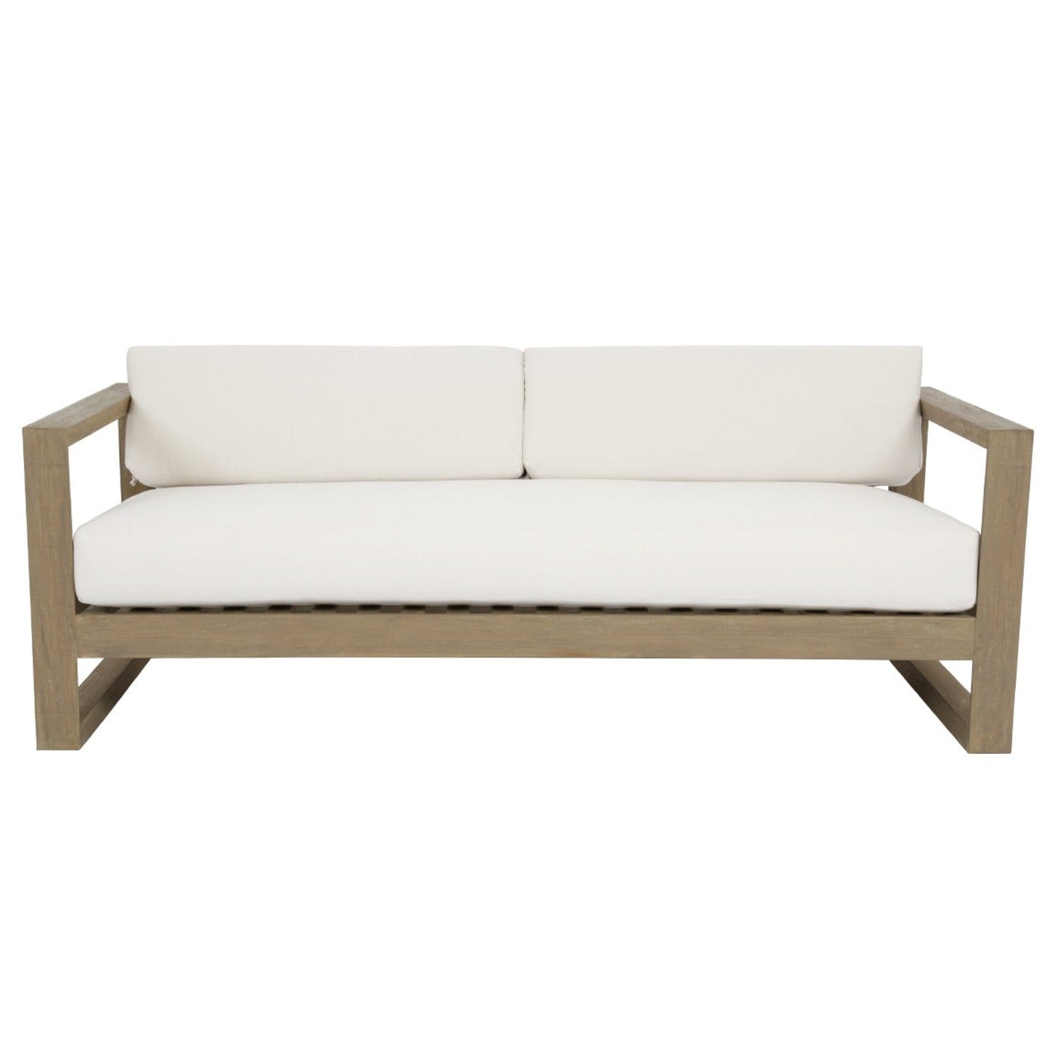 Sunset West Coastal Teak Canvas Outdoor Sofa