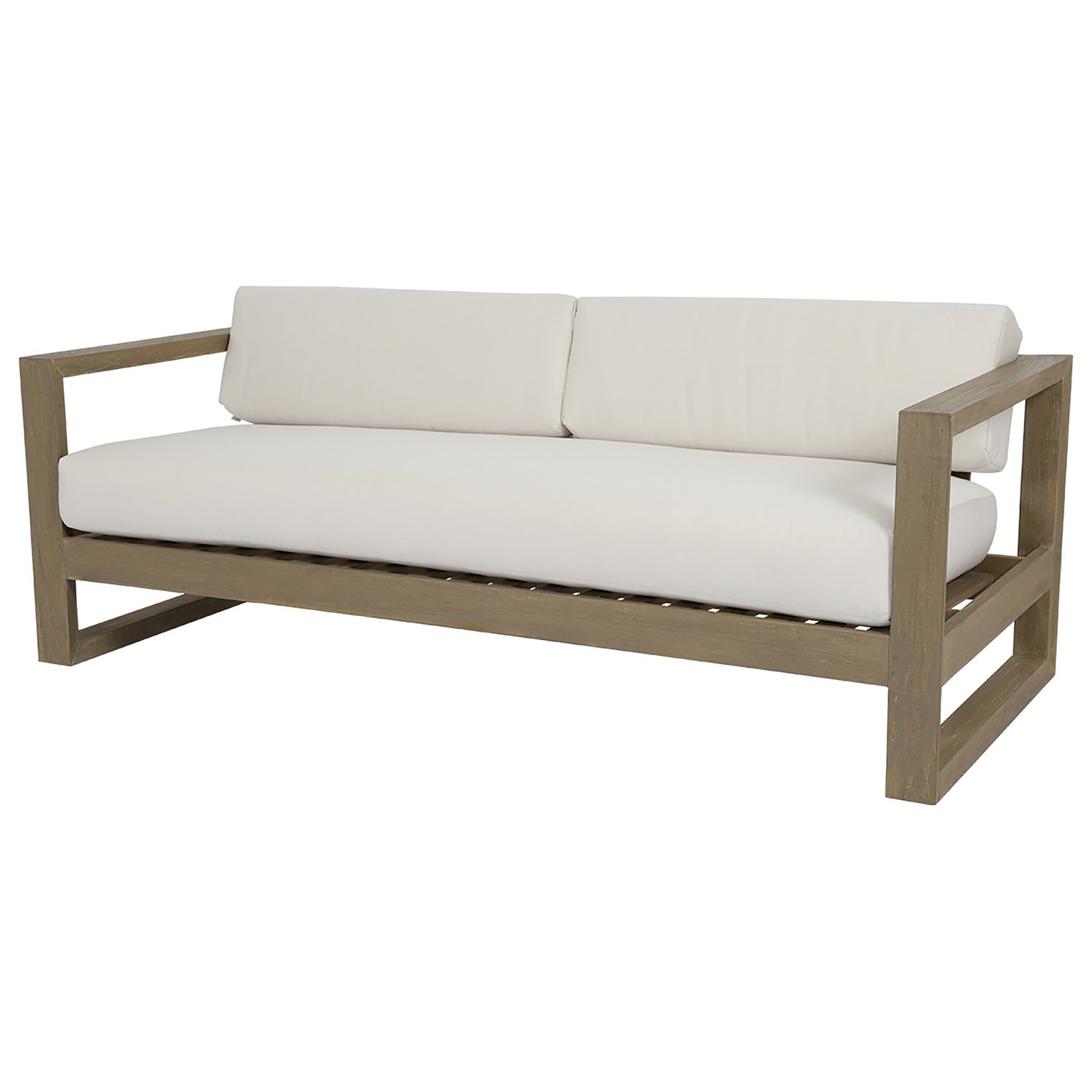 Sunset West Coastal Teak Canvas Outdoor Sofa