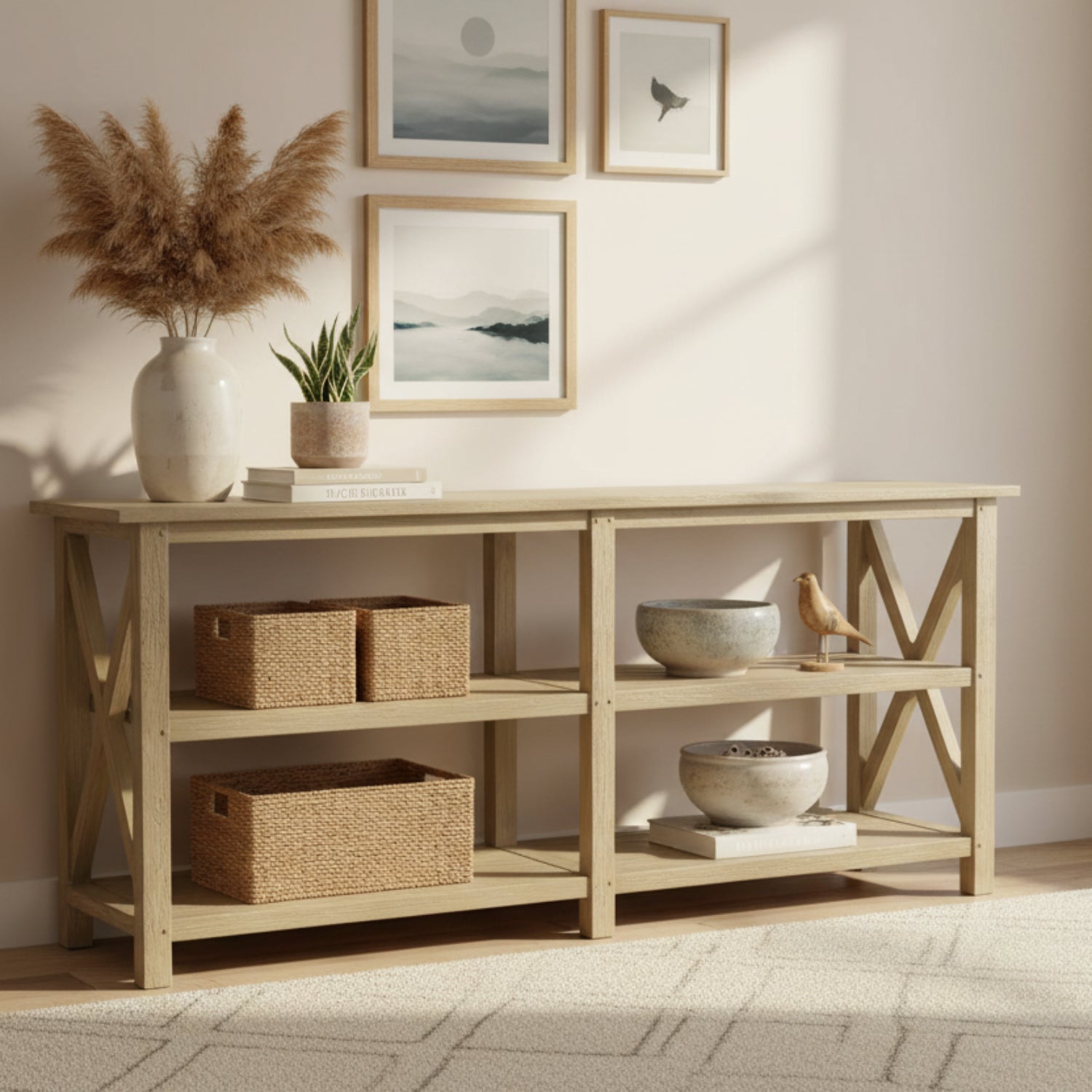 Sunset West Coastal Teak X Outdoor Console Table