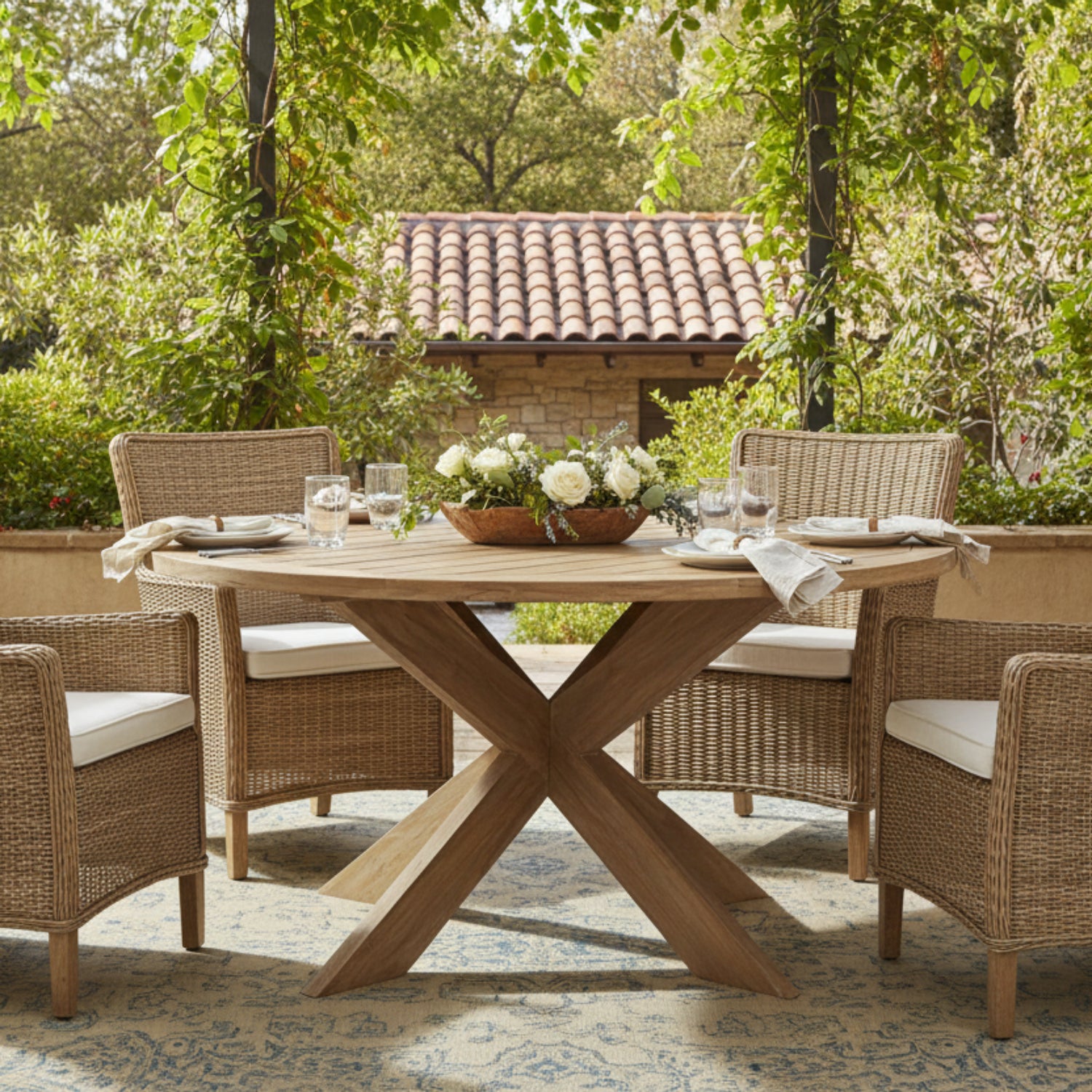 Sunset West Coastal Teak 56in Round Outdoor Dining Table