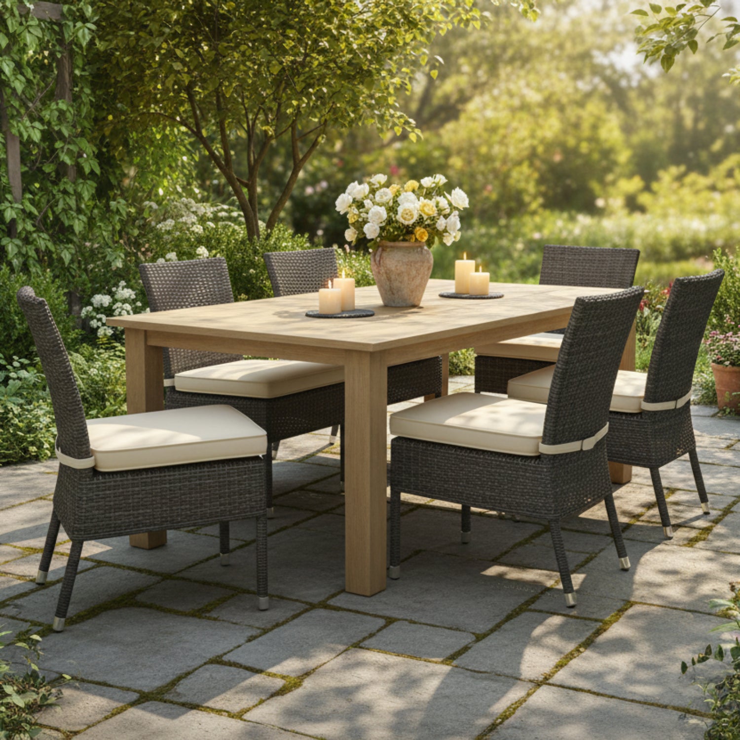 Sunset West Coastal Teak 91in Outdoor Dining Table