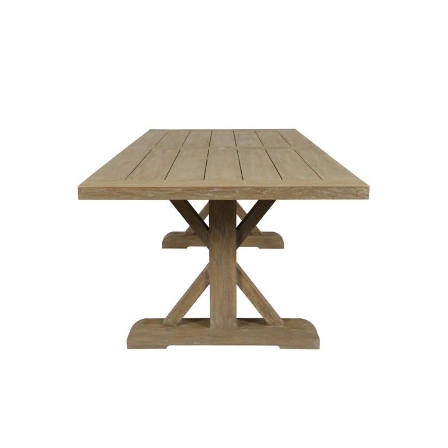 Sunset West Coastal Teak 94in Trestle Outdoor Dining Table