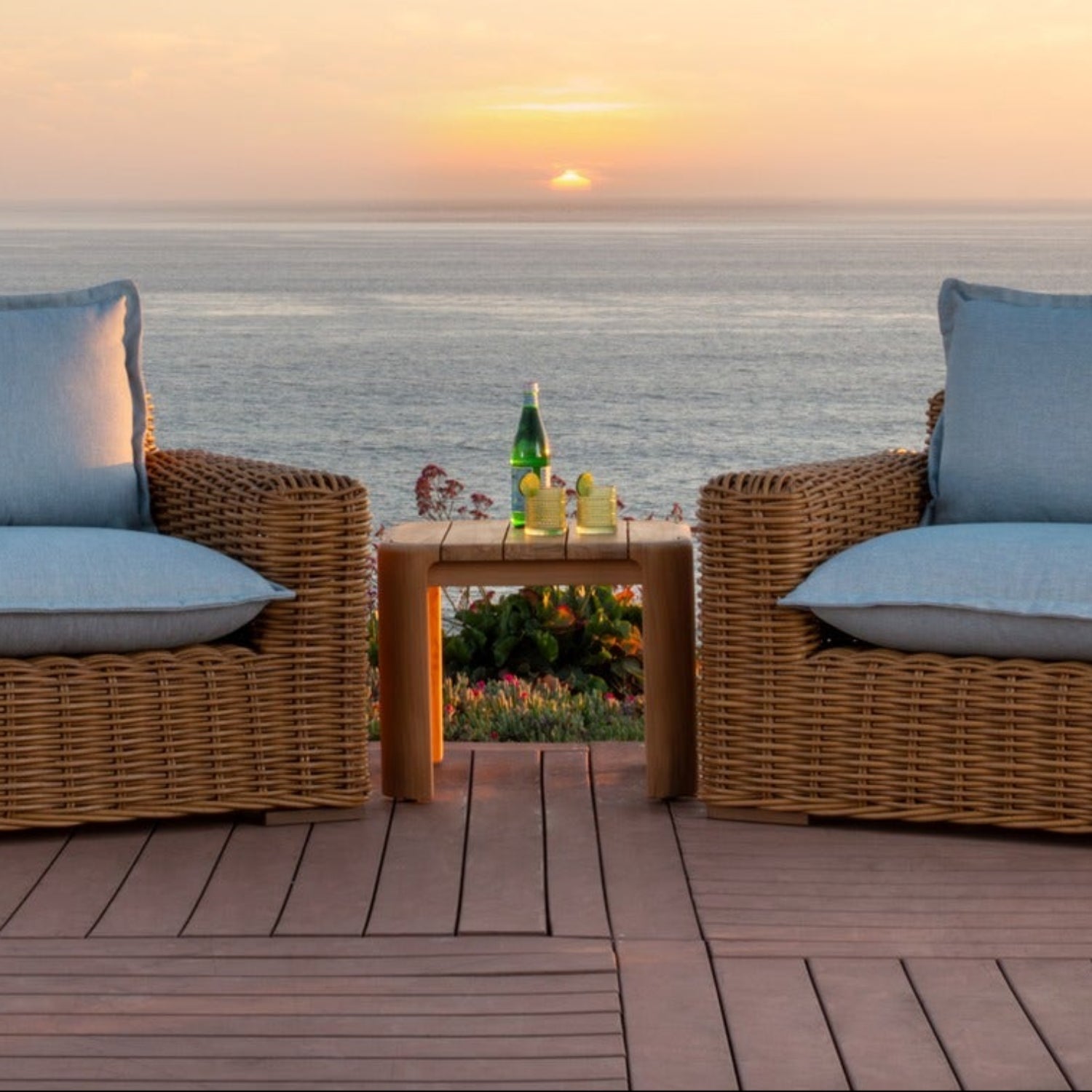 Sunset West Natural Teak Outdoor End Table