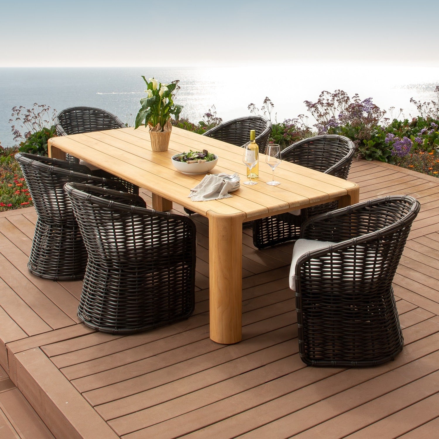 Sunset West Natural Teak 96in Outdoor Dining Table