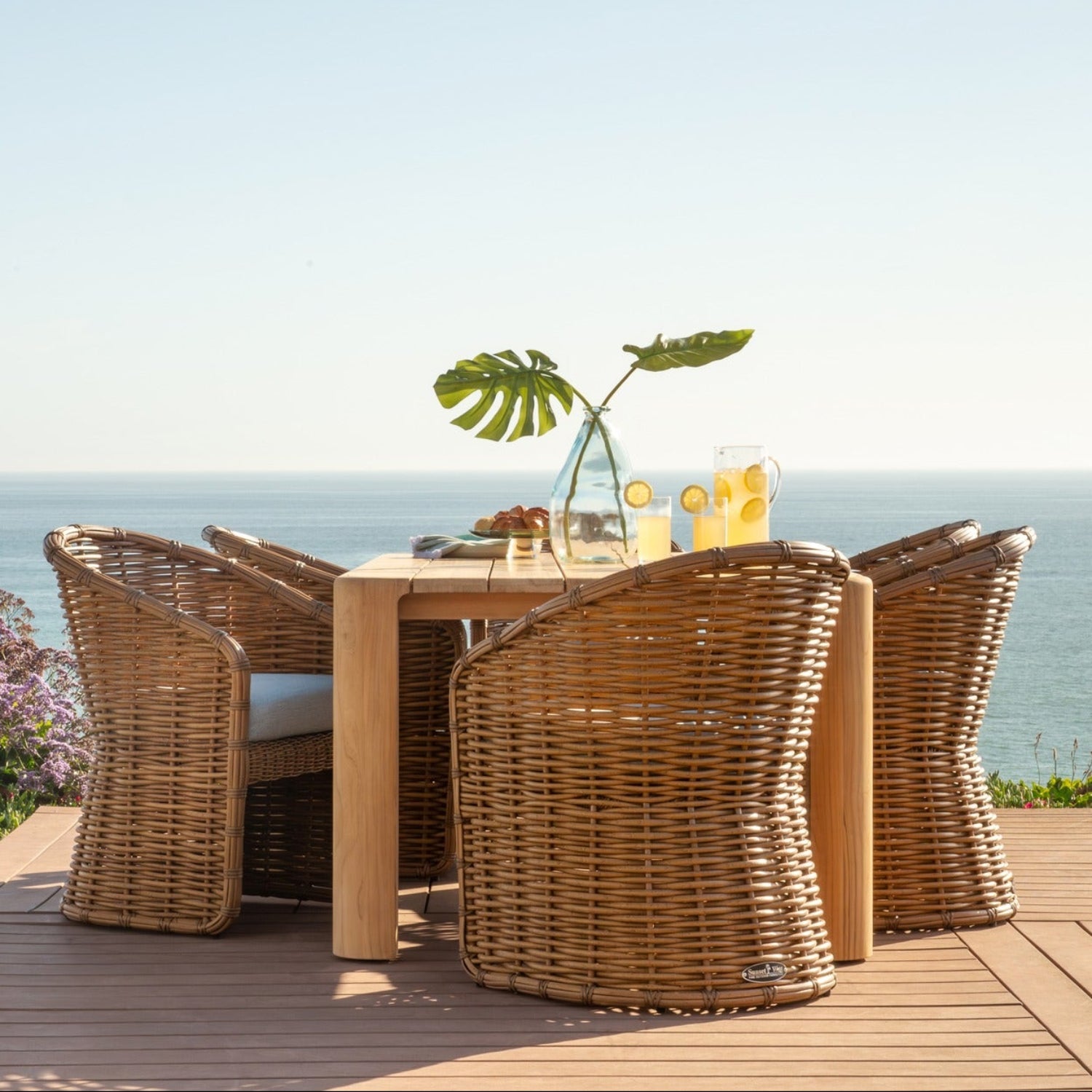 Sunset West Natural Teak 96in Outdoor Dining Table