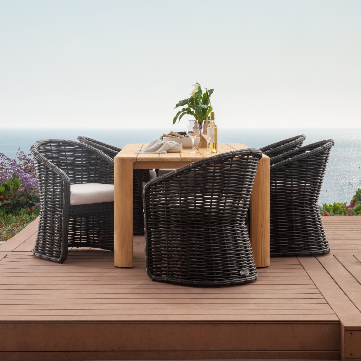 Sunset West Natural Teak 96in Outdoor Dining Table
