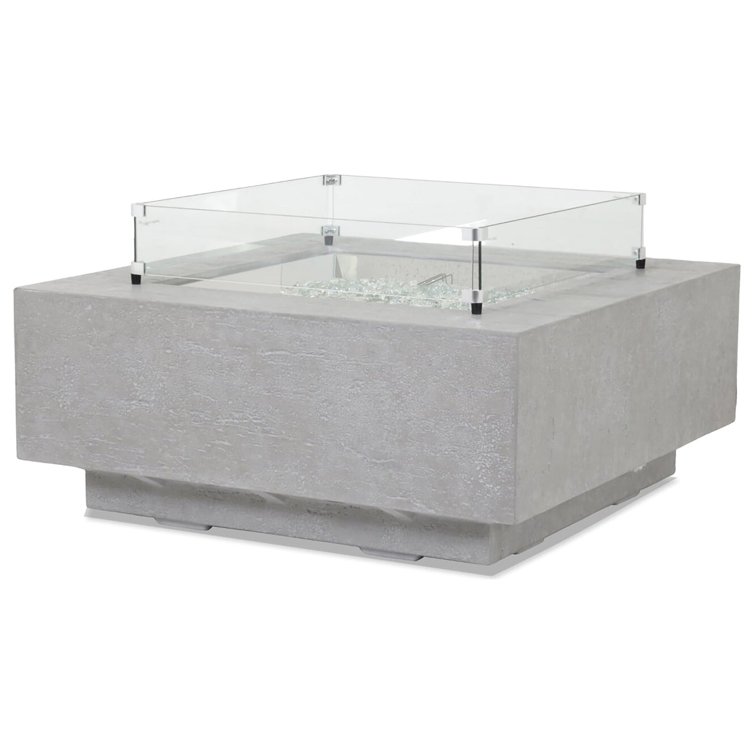 Sunset West Gravelstone Square Fire Outdoor Table w/Glass Surround