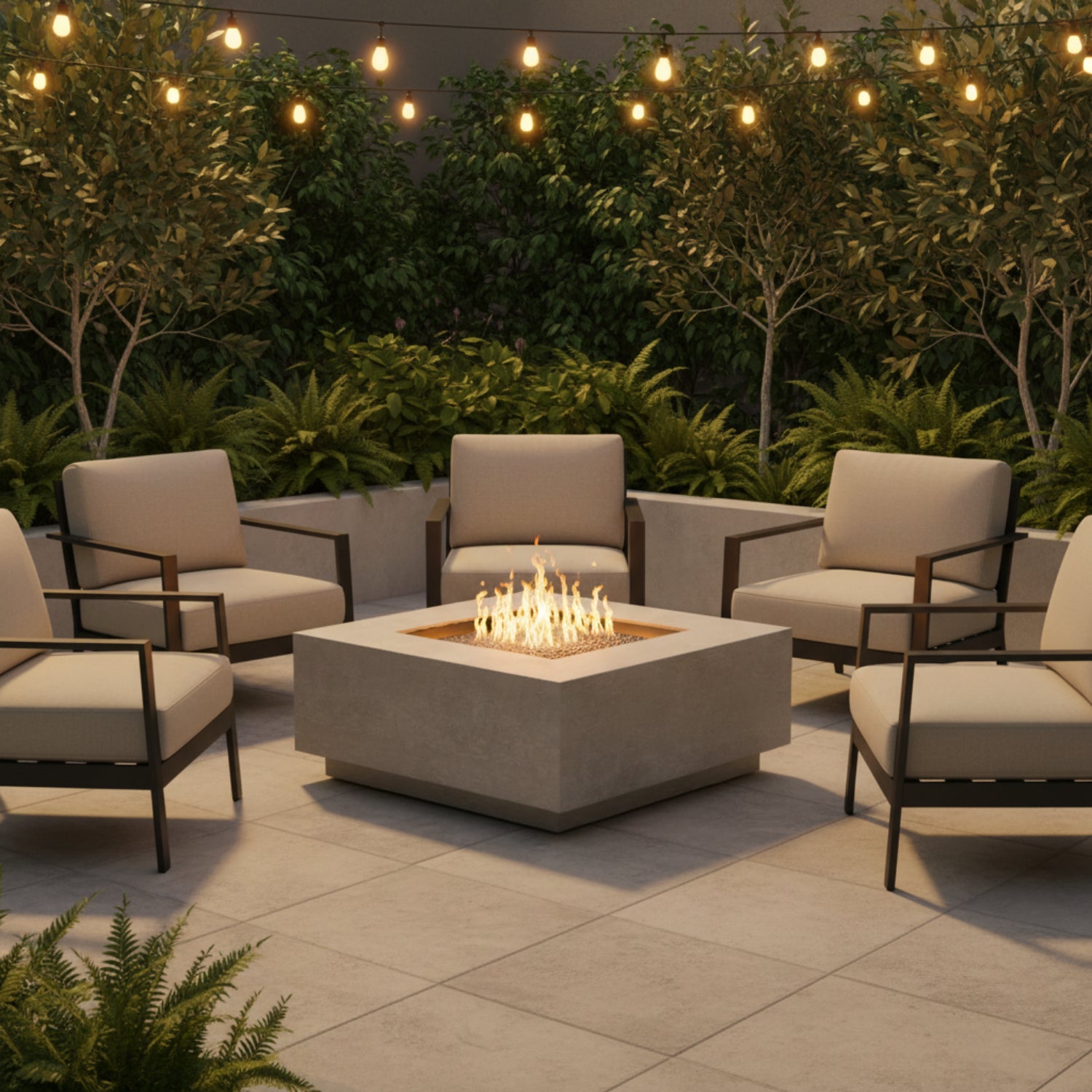 Sunset West Gravelstone Square Fire Outdoor Table