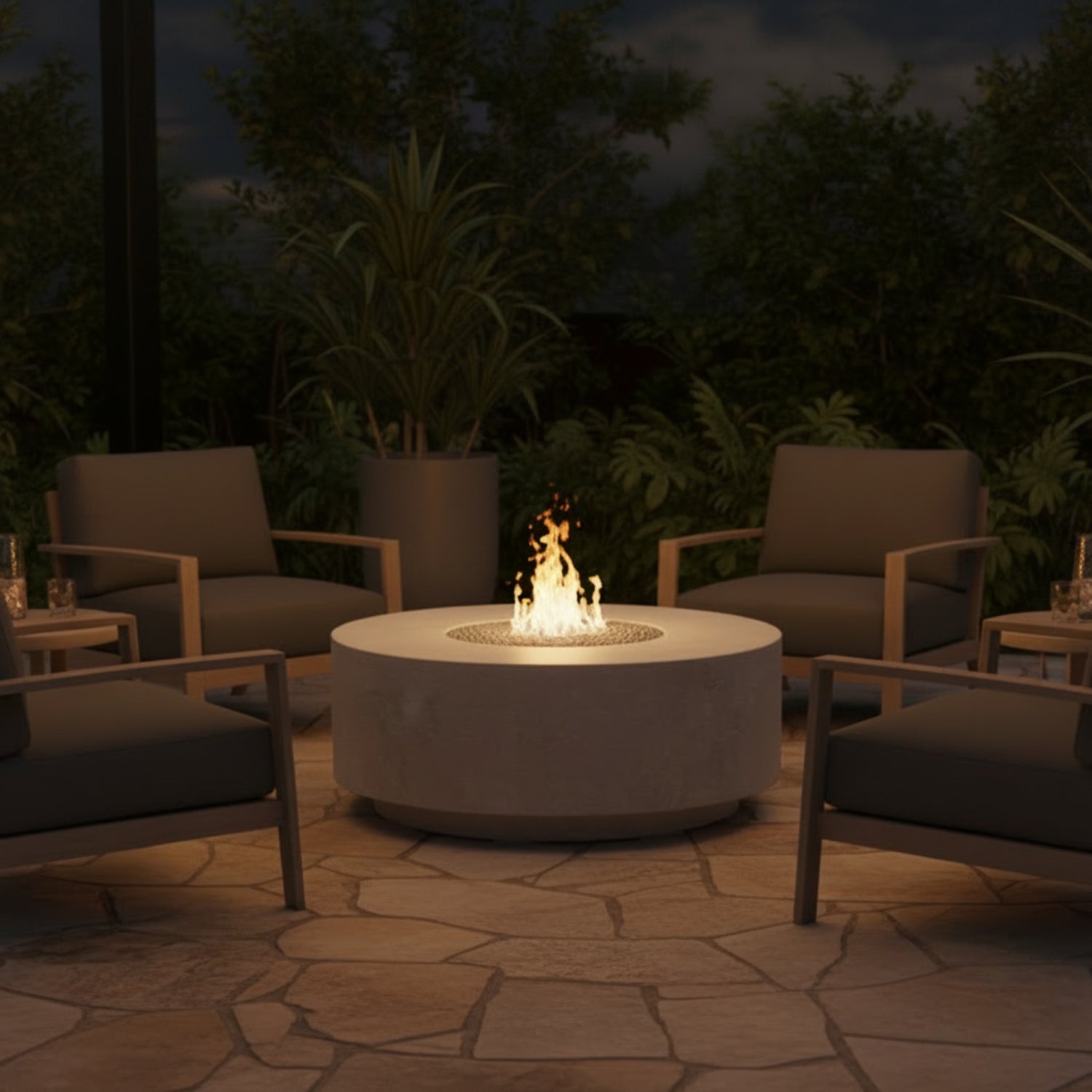 Sunset West Gravelstone Round Fire Outdoor Table