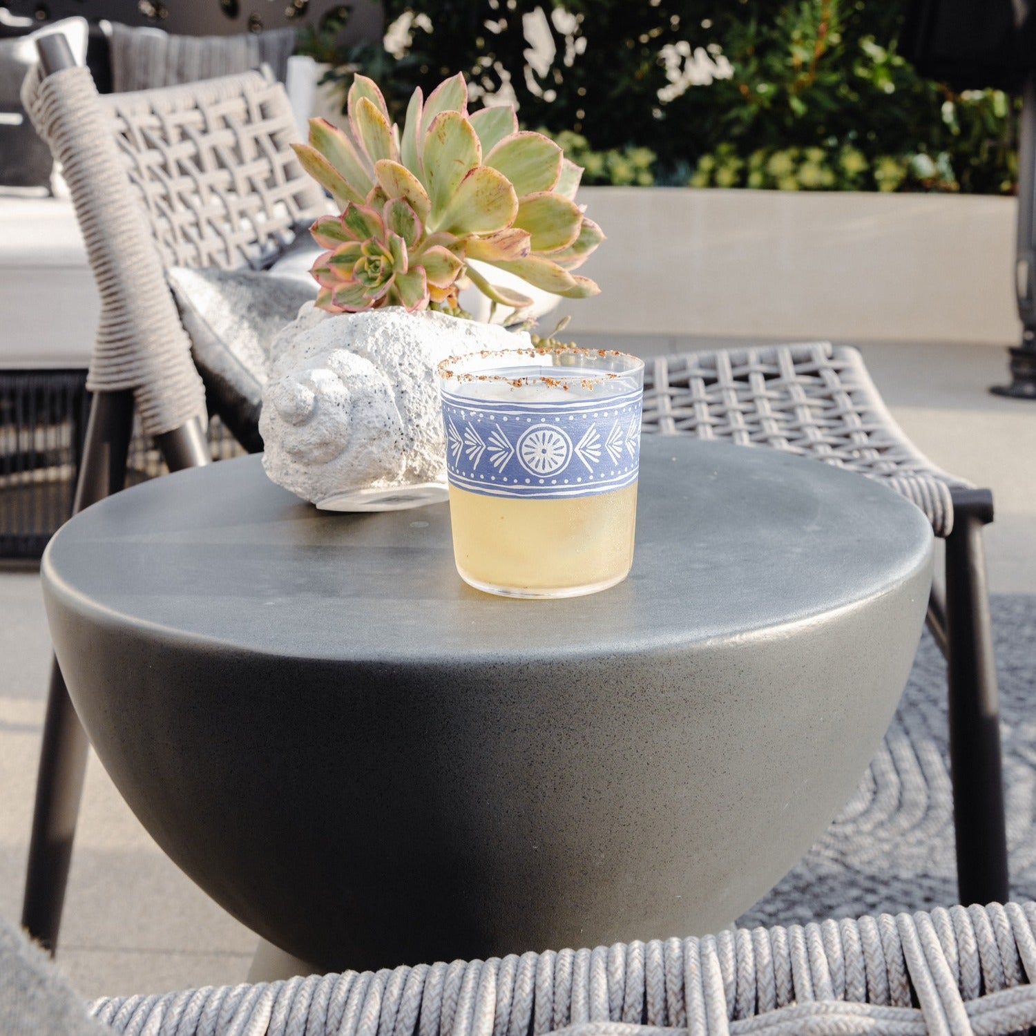 Sunset West GRC Dark Gray Round Outdoor End Table Set of 2