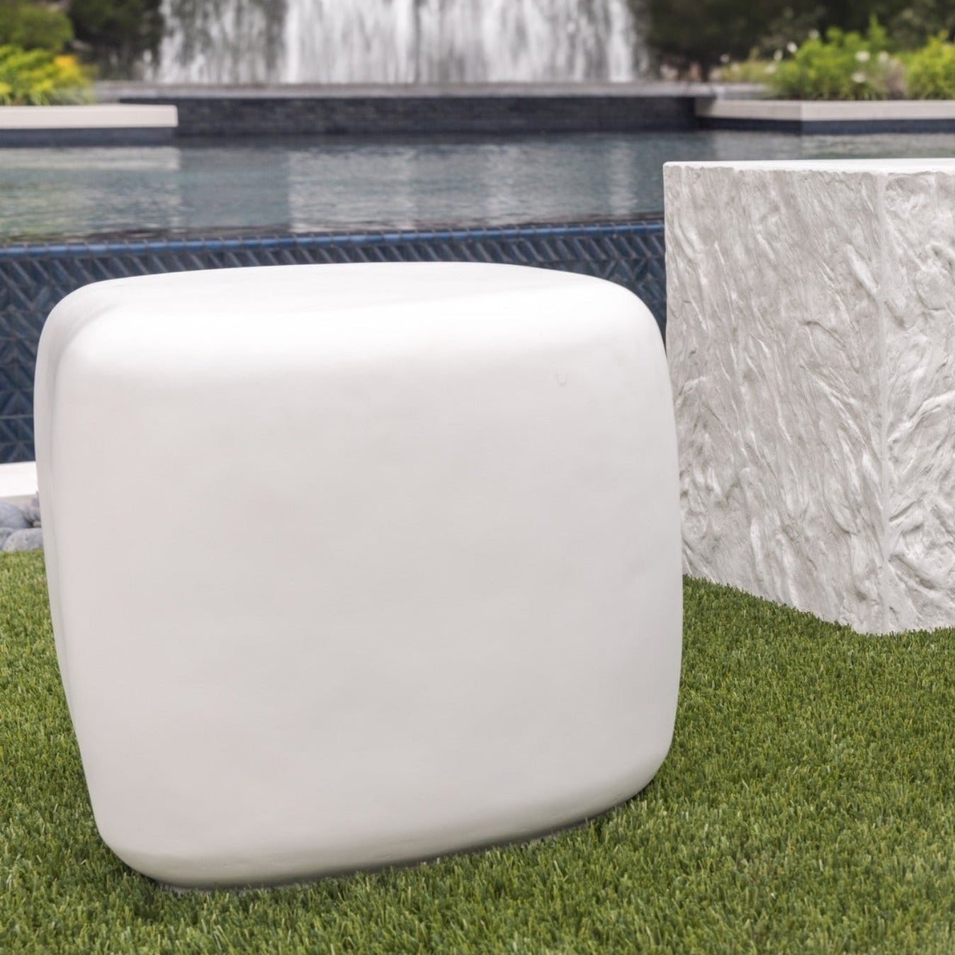 Sunset West Pebble Bone Outdoor End Table Set of 2
