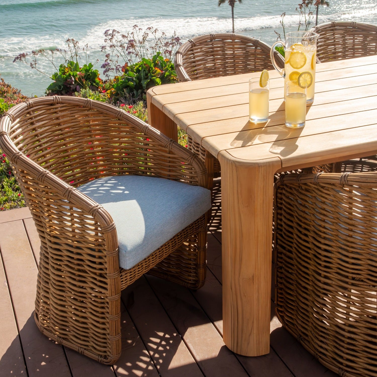 Sunset West Playa Soothe Pearl w/Flange Welt Outdoor Dining Chair Set of 2