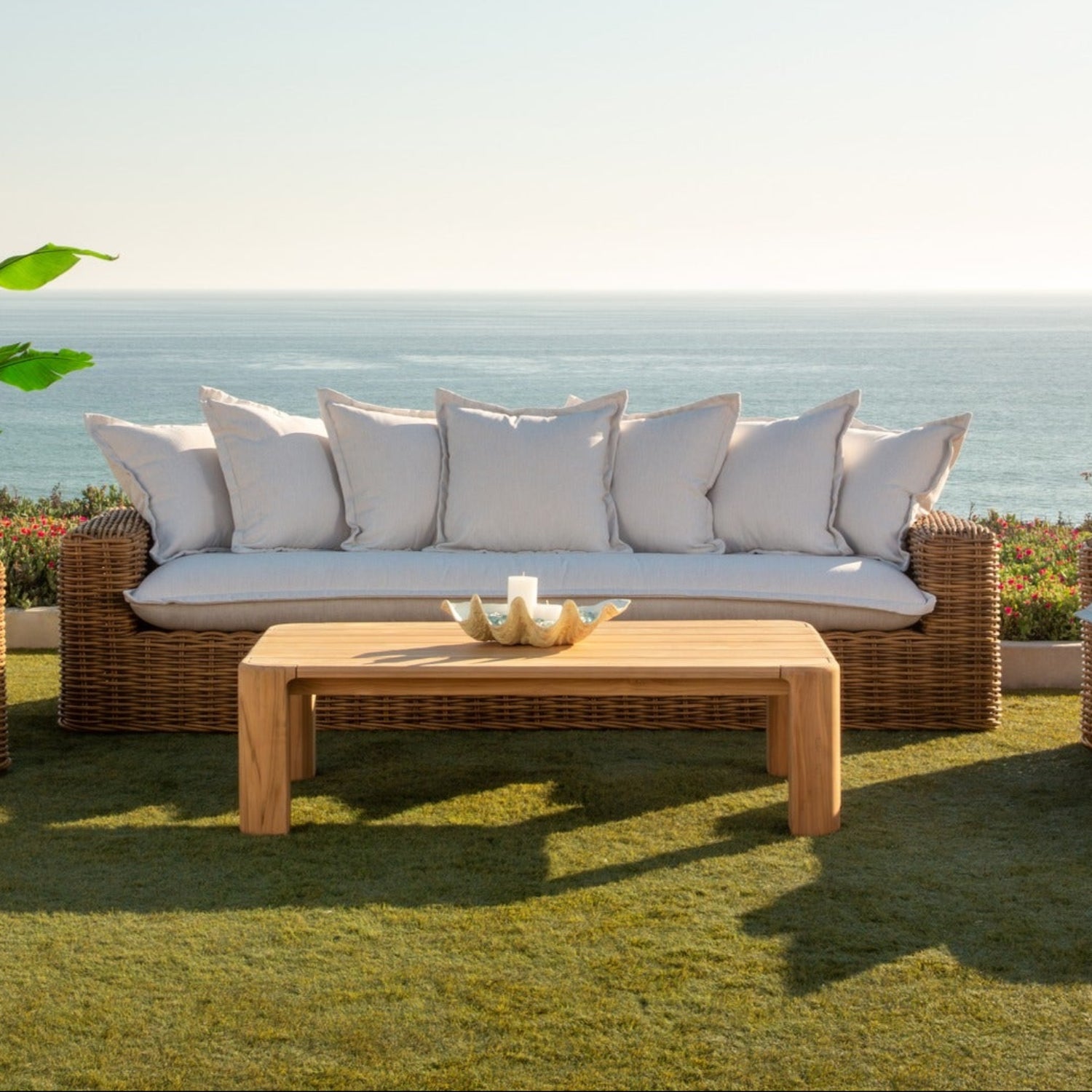 Sunset West Playa Soothe Pearl w/Flange Welt Outdoor Sofa