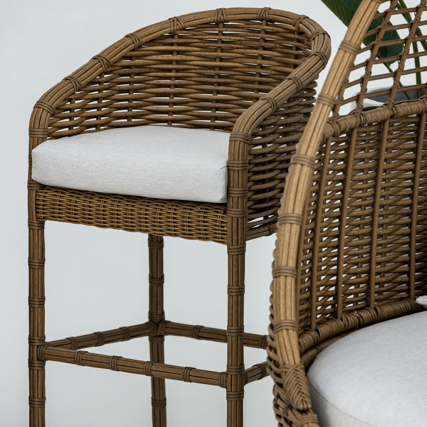Sunset West Playa Soothe Pearl w/Flange Welt Outdoor Barstool Set of 2