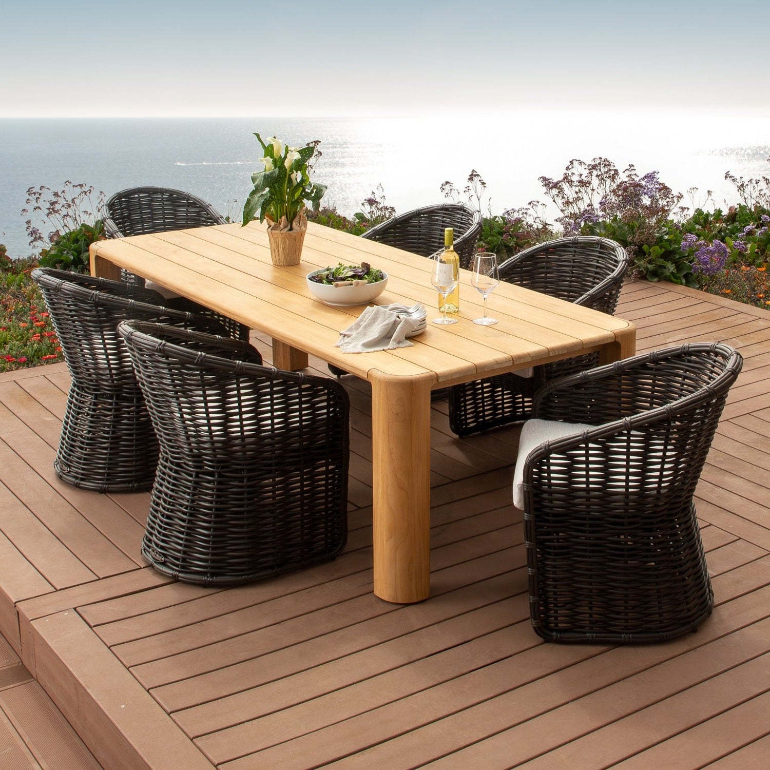 Sunset West Cabo Soothe Pearl w/Flange Welt Outdoor Dining Chair Set of 2