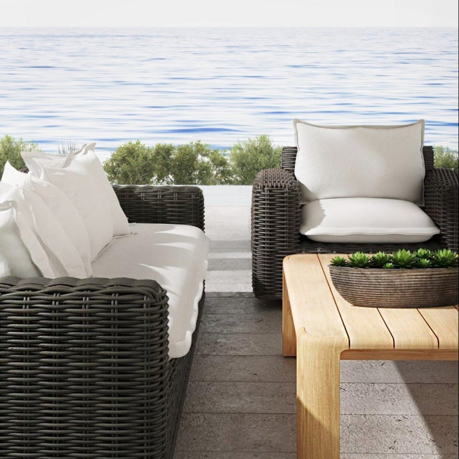 Sunset West Cabo Soothe Pearl w/Flange Welt Outdoor Oversized Club Chair