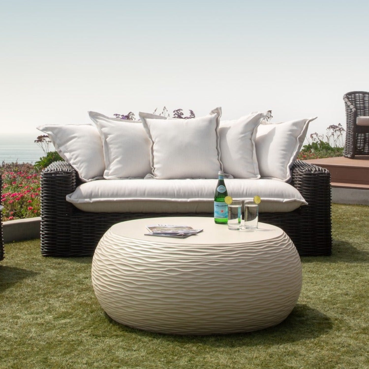 Sunset West Cabo Soothe Pearl w/Flange Welt Outdoor Loveseat