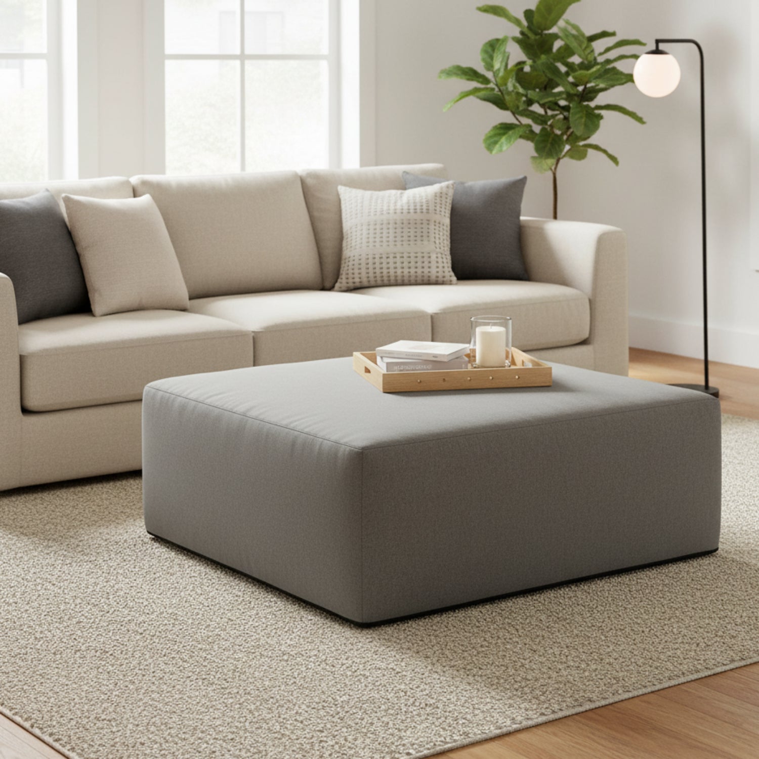 Sunset West Heritage Granite 48in Square Outdoor Coffee Table/Ottoman