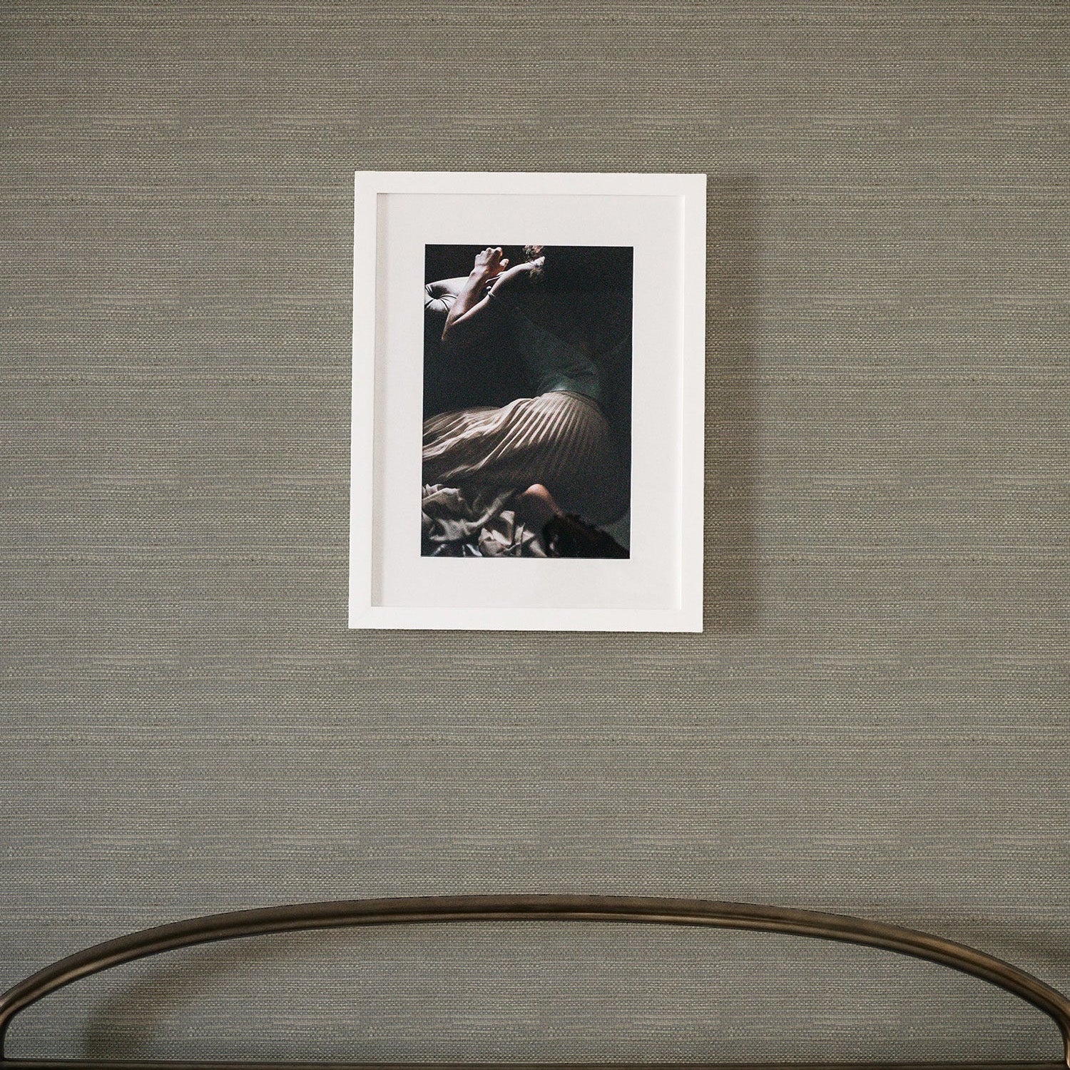 Mitchell Black Solid Grasscloth Wallpaper