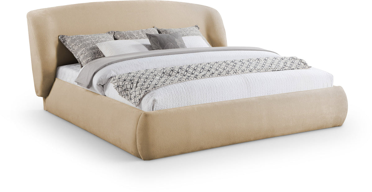 Sandro Beige Chenille Fabric Upholstered Bed