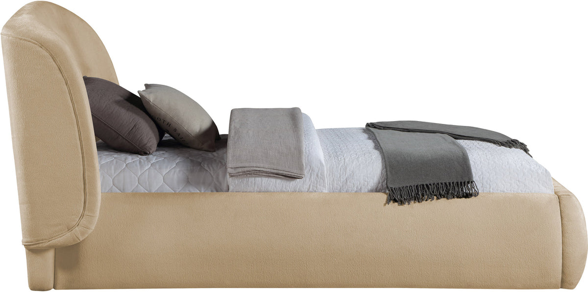 Sandro Beige Chenille Fabric Upholstered Bed