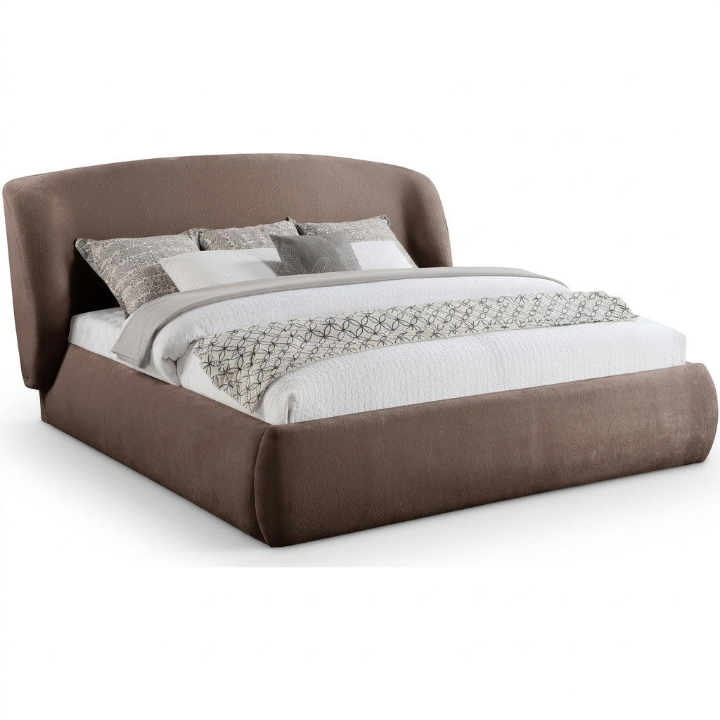 Sandro Brown Chenille Fabric Upholstered Bed
