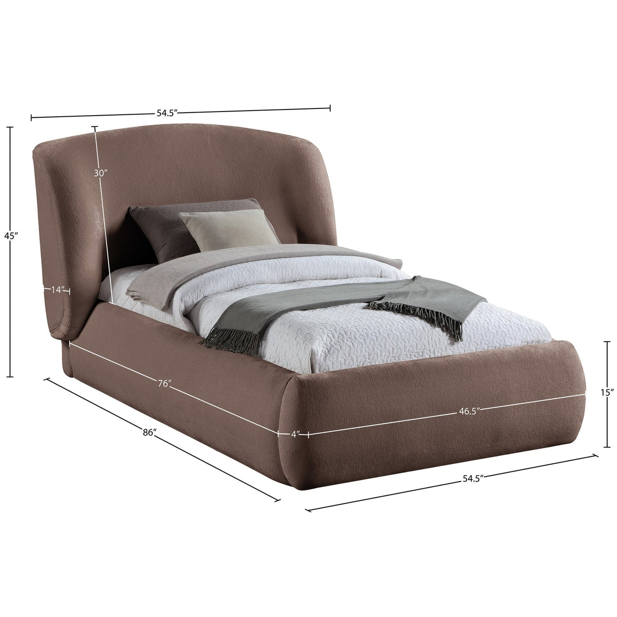 Sandro Brown Chenille Fabric Upholstered Bed