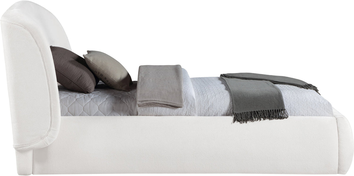 Sandro Cream Chenille Fabric Upholstered Bed