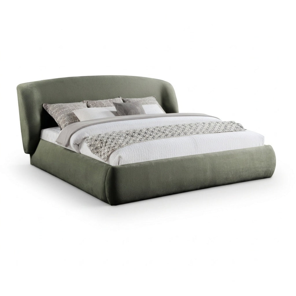 Sandro Green Chenille Fabric Upholstered Bed