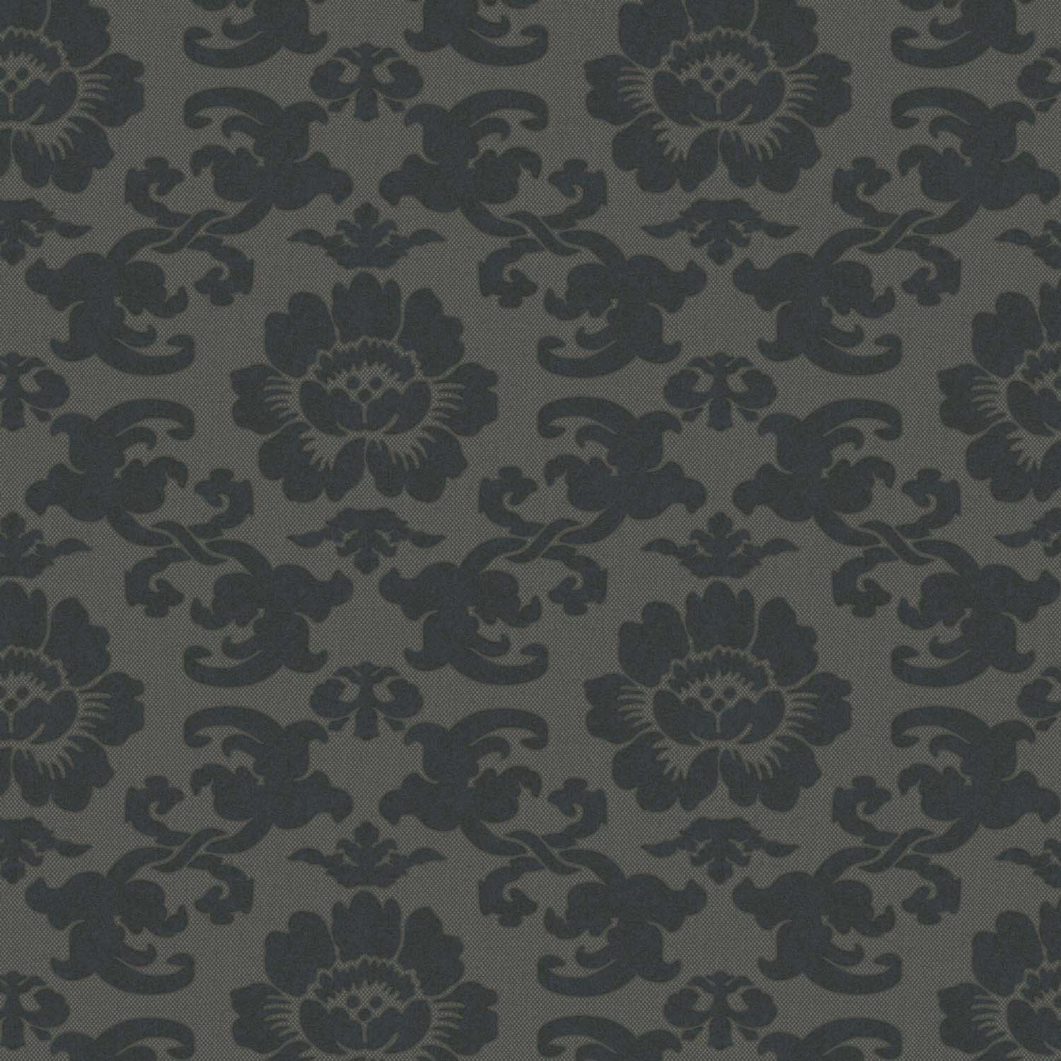 Mitchell Black Silken Poppy Wallpaper