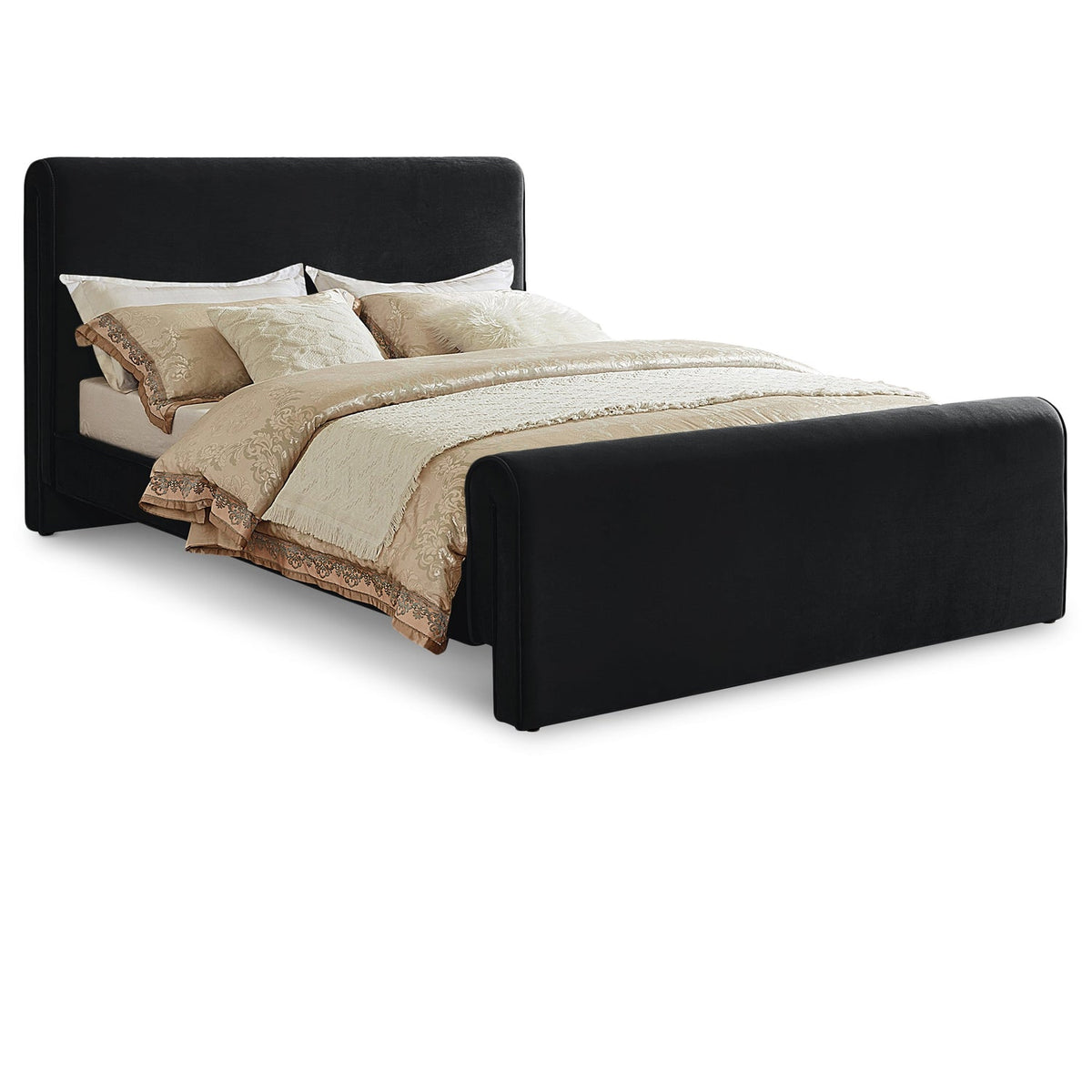 Sloan Black Velvet Upholstered Bed