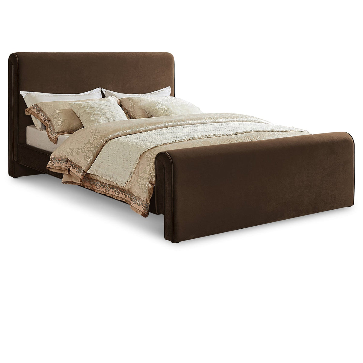 Sloan Brown Velvet Upholstered Bed