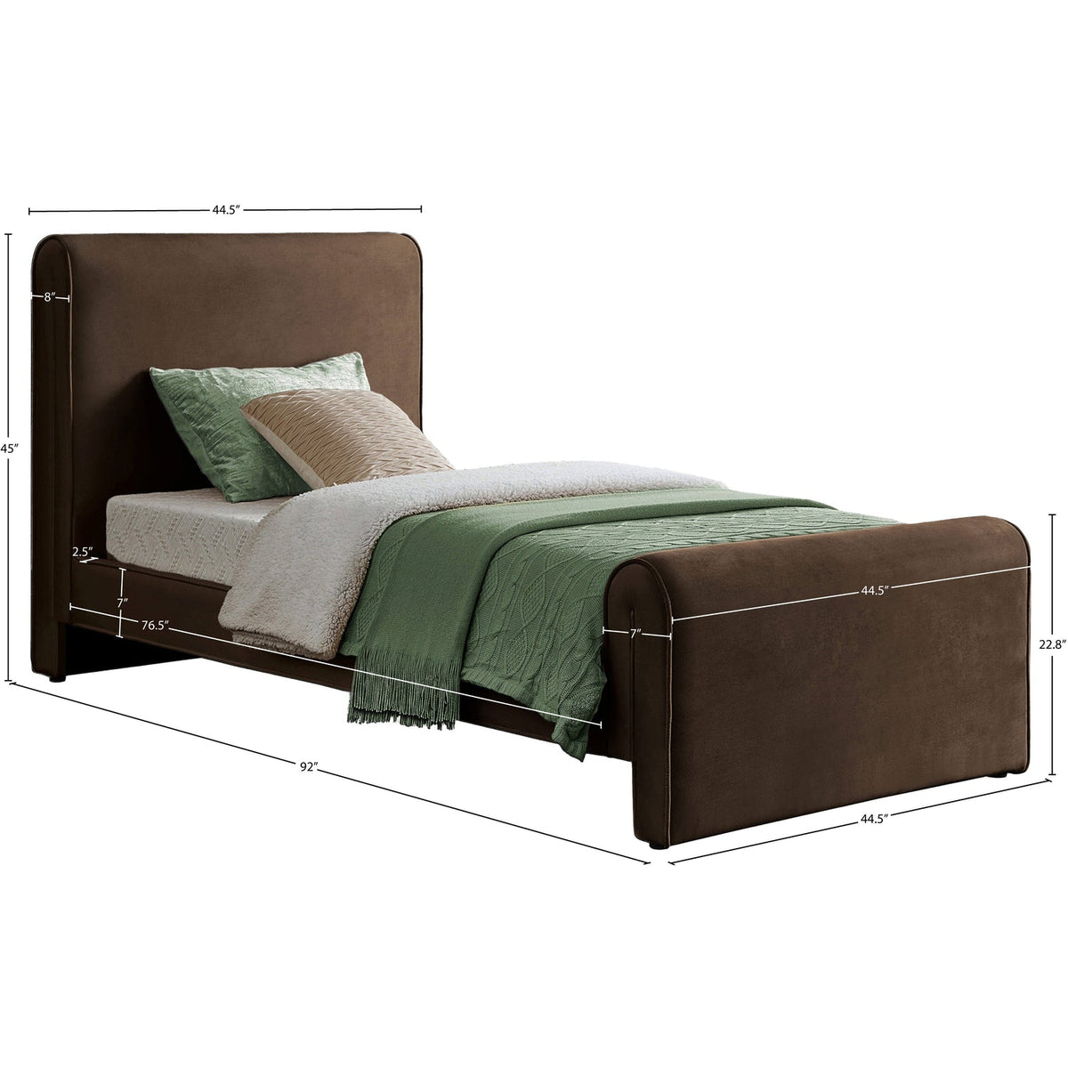 Sloan Brown Velvet Upholstered Bed
