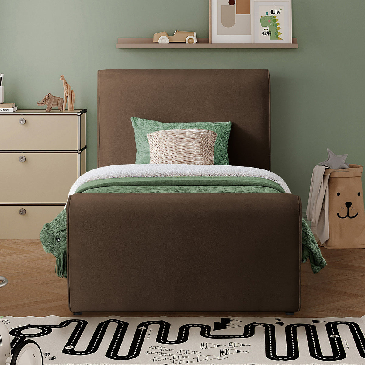 Sloan Brown Velvet Upholstered Bed