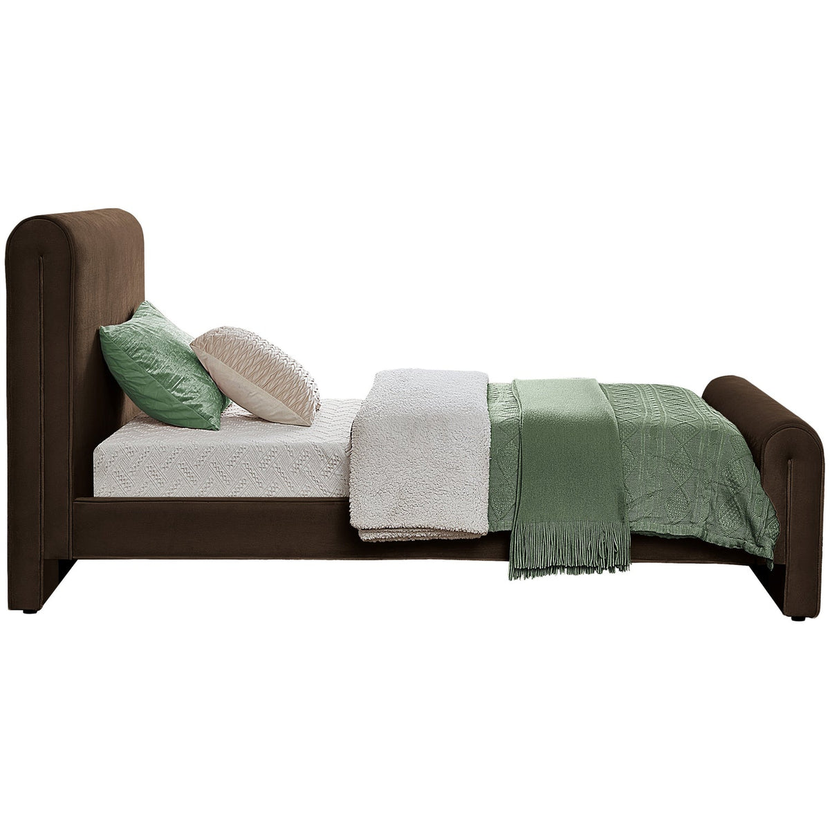 Sloan Brown Velvet Upholstered Bed
