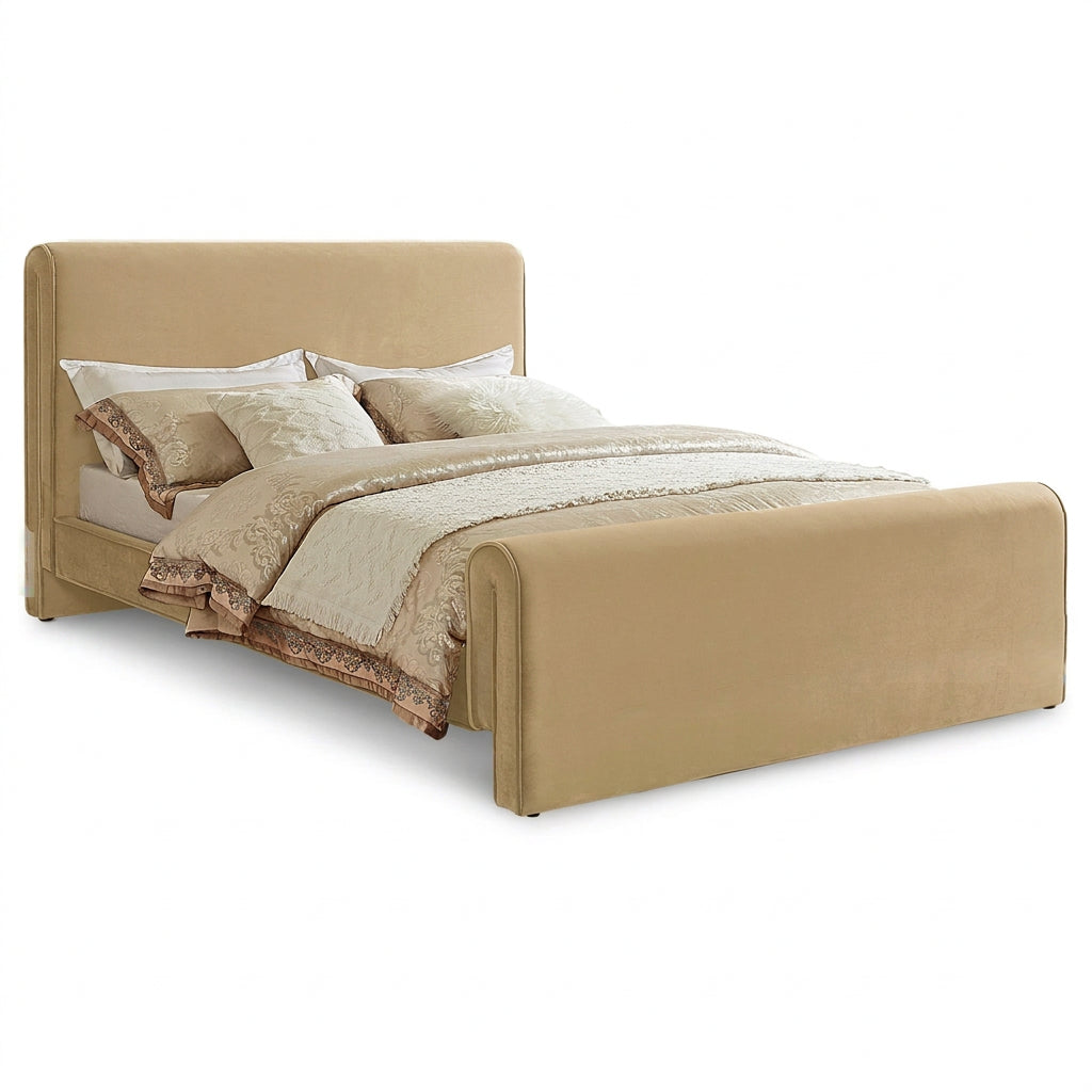 Sloan Camel Velvet Upholstered Bed
