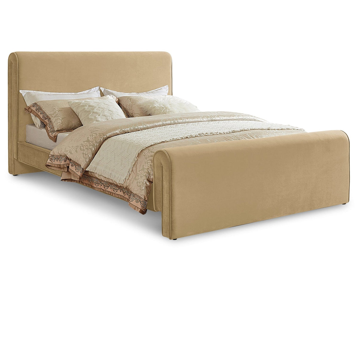 Sloan Camel Velvet Upholstered Bed