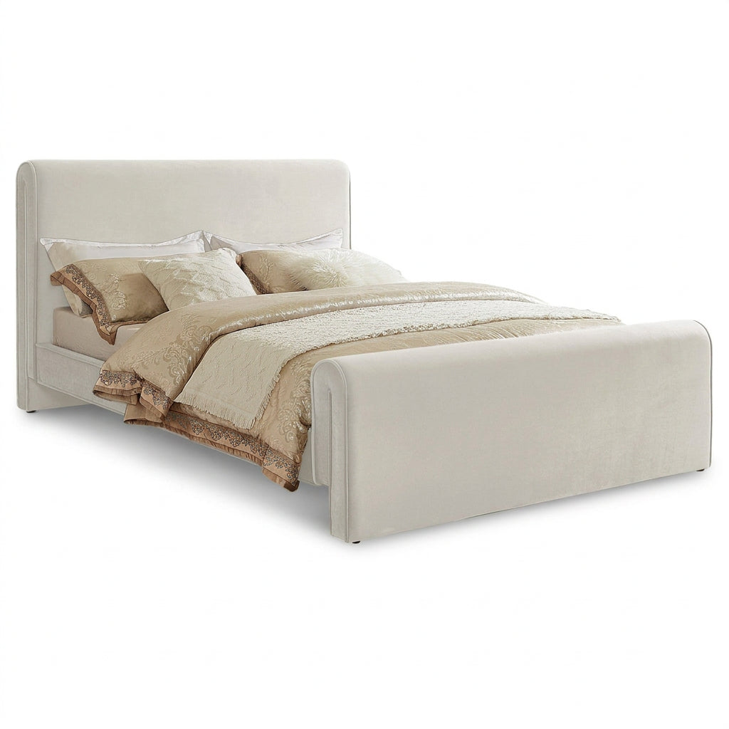 Sloan Cream Velvet Upholstered Bed