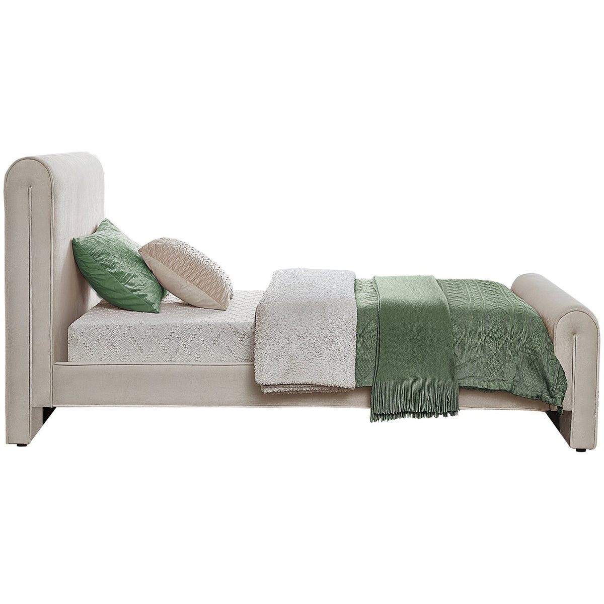 Sloan Cream Velvet Upholstered Bed