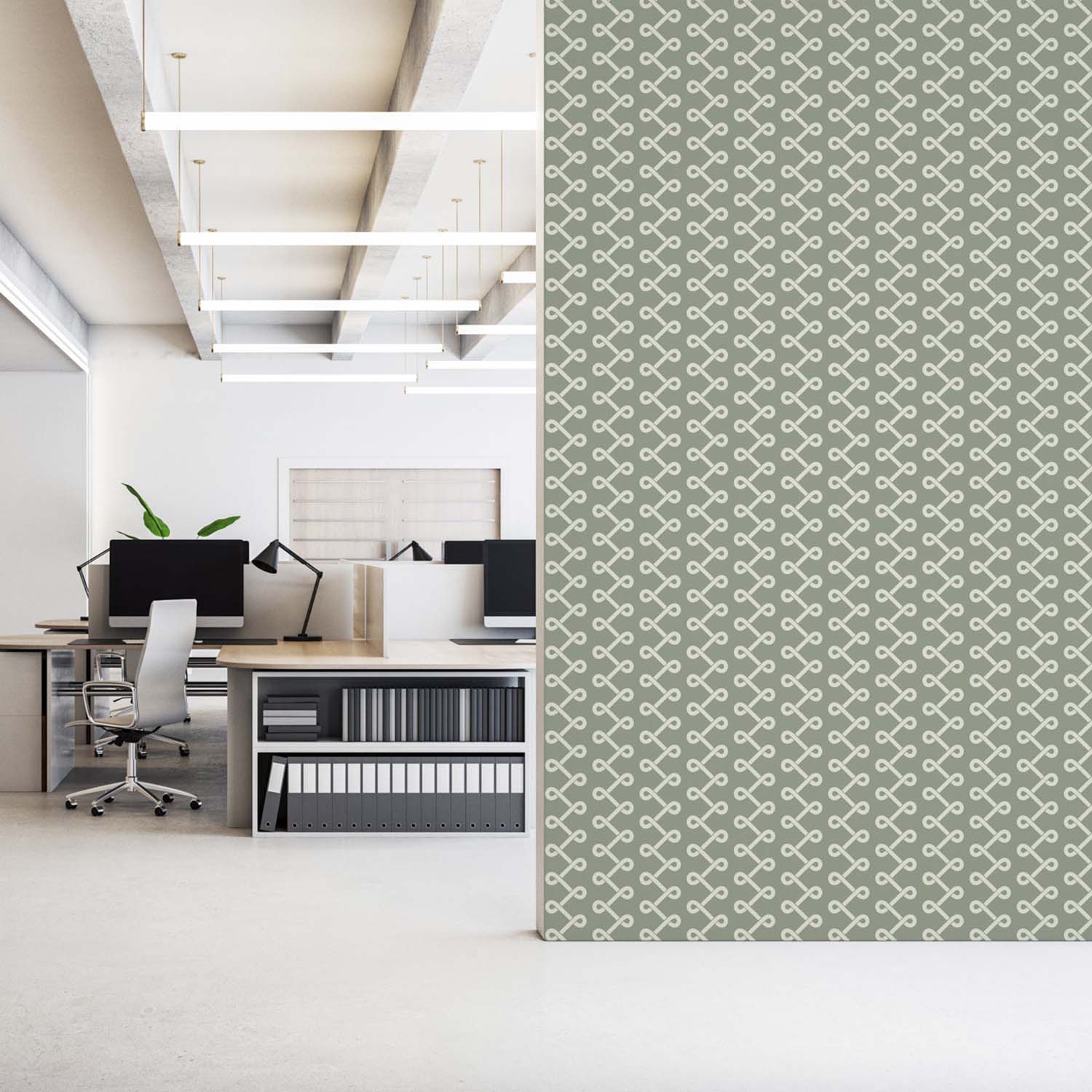 Soft Knot designer wallpaper in Walnut styled in an entryway