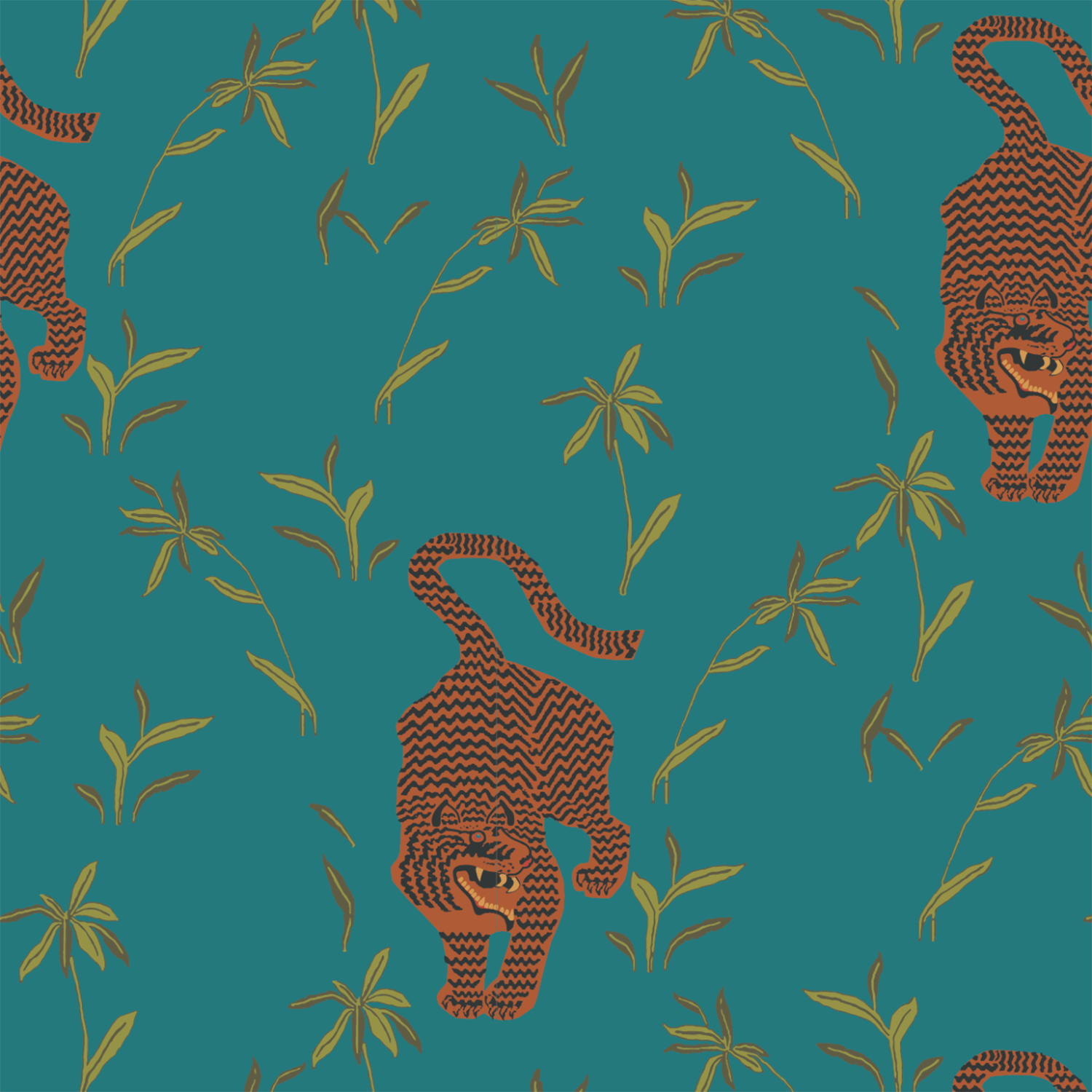 Mitchell Black Stalking Tiger Wallpaper